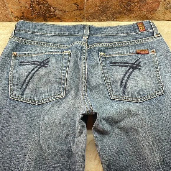 7 For All Mankind Dojo Capris Low Rise Jeans Denim Zipper Pockets Blue Size 29 - Picture 10 of 16